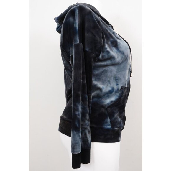 Tie-Dye Hoodie L/XL Full Zip Velour Velvet Jacket Lounge Athleisure Colorful - Picture 3 of 5
